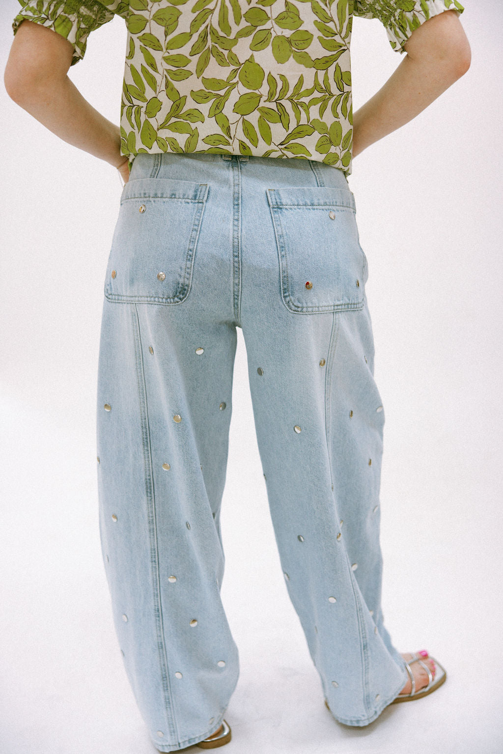 Studded Barrel Jeans