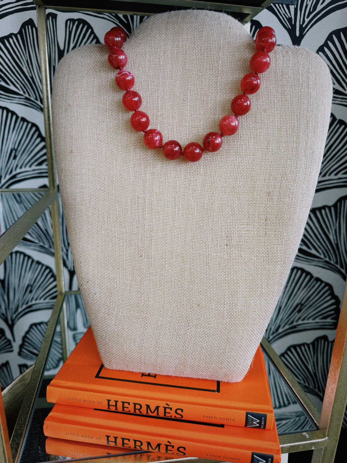 Beaded Love Necklace - Red