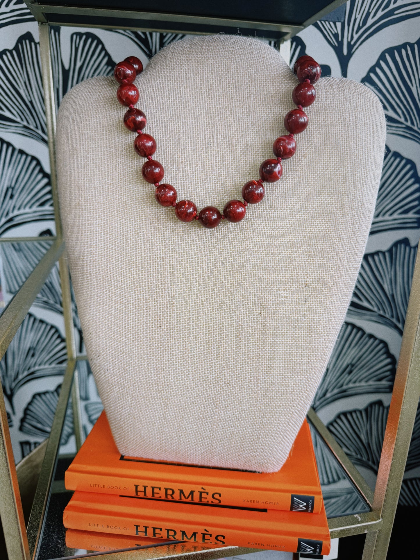 Beaded Love Necklace - Burgundy