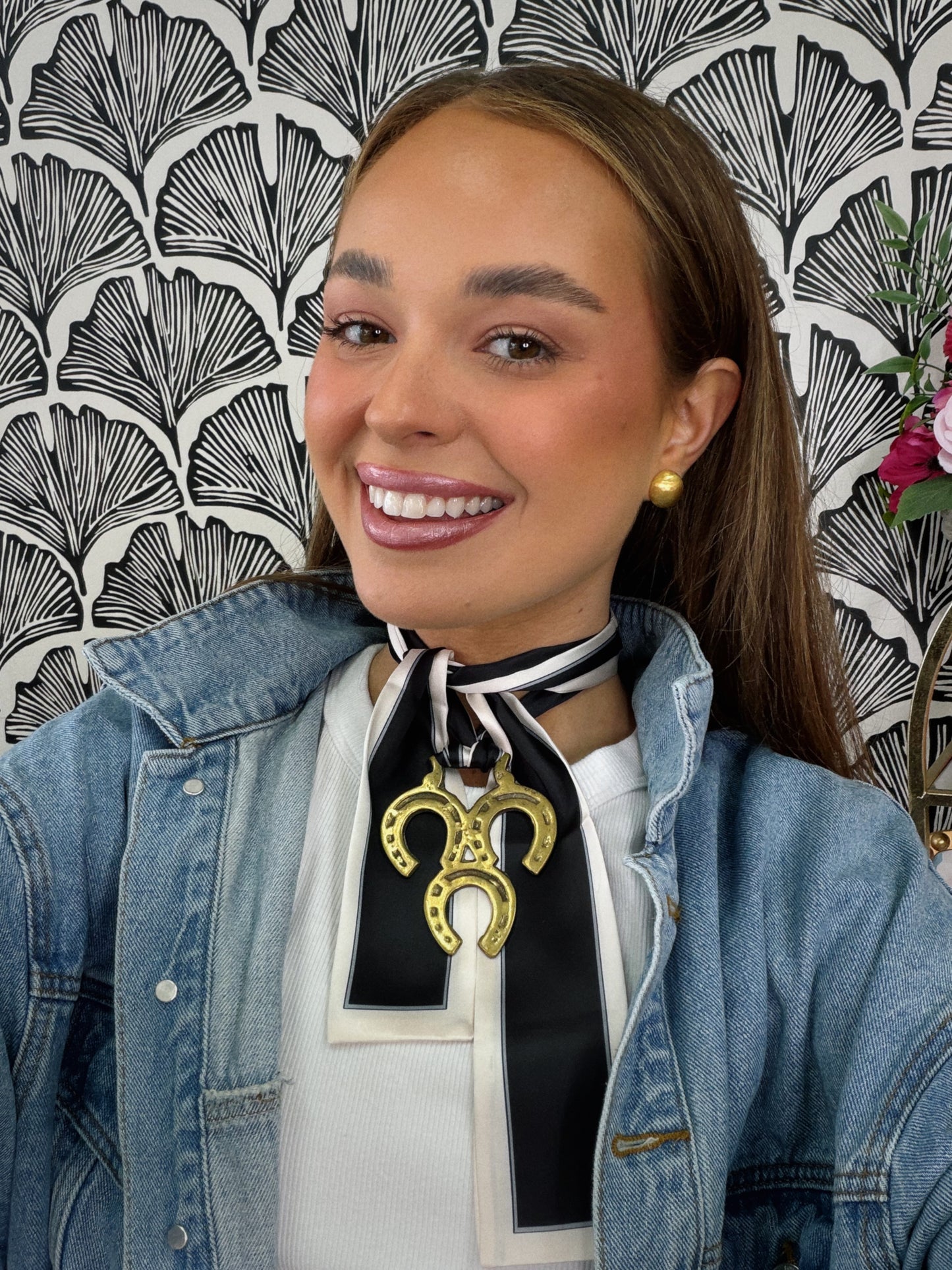 Golden Horseshoe Vintage Scarf Necklace