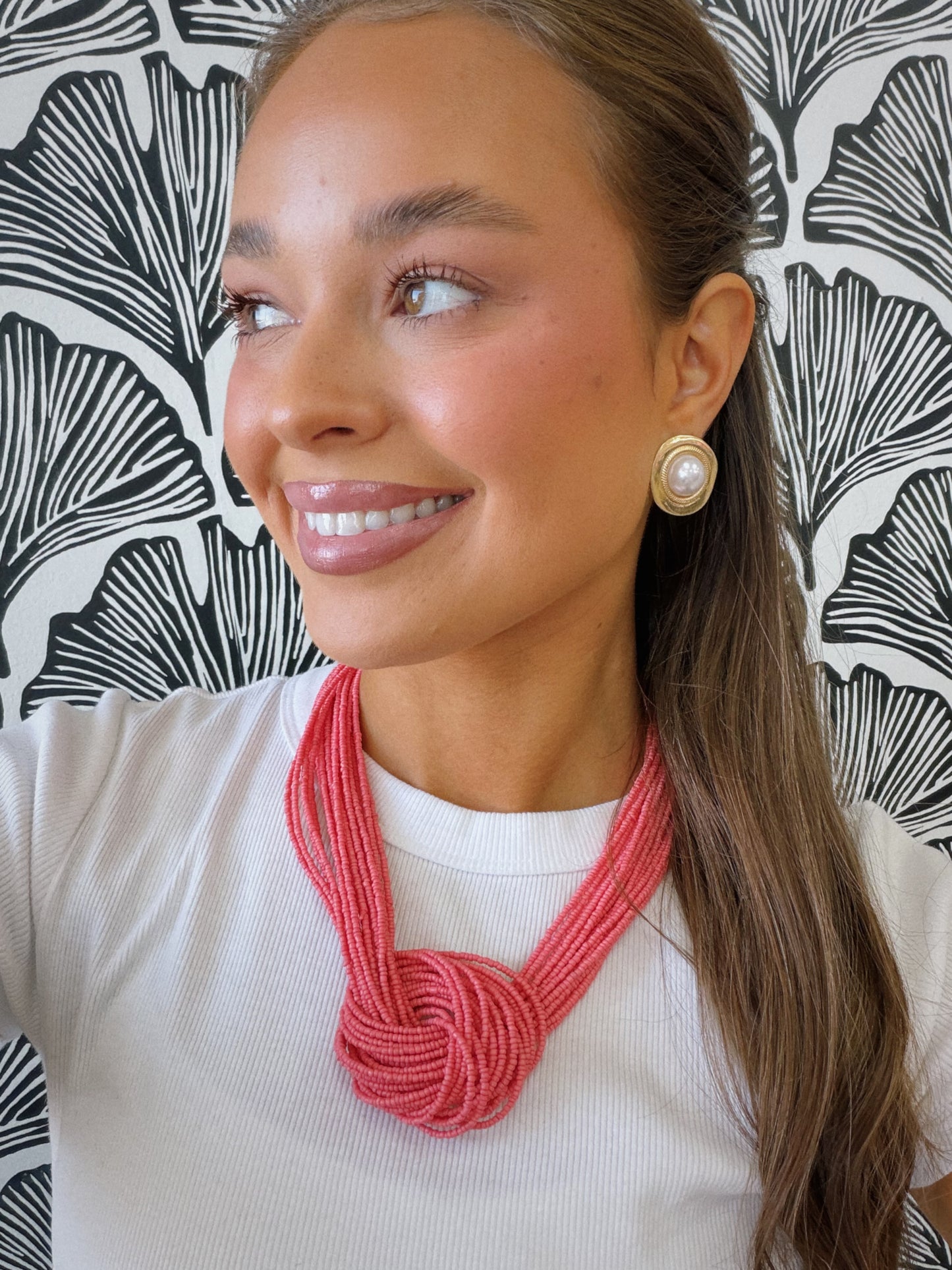 Sail Away Beaded Necklace - Pink