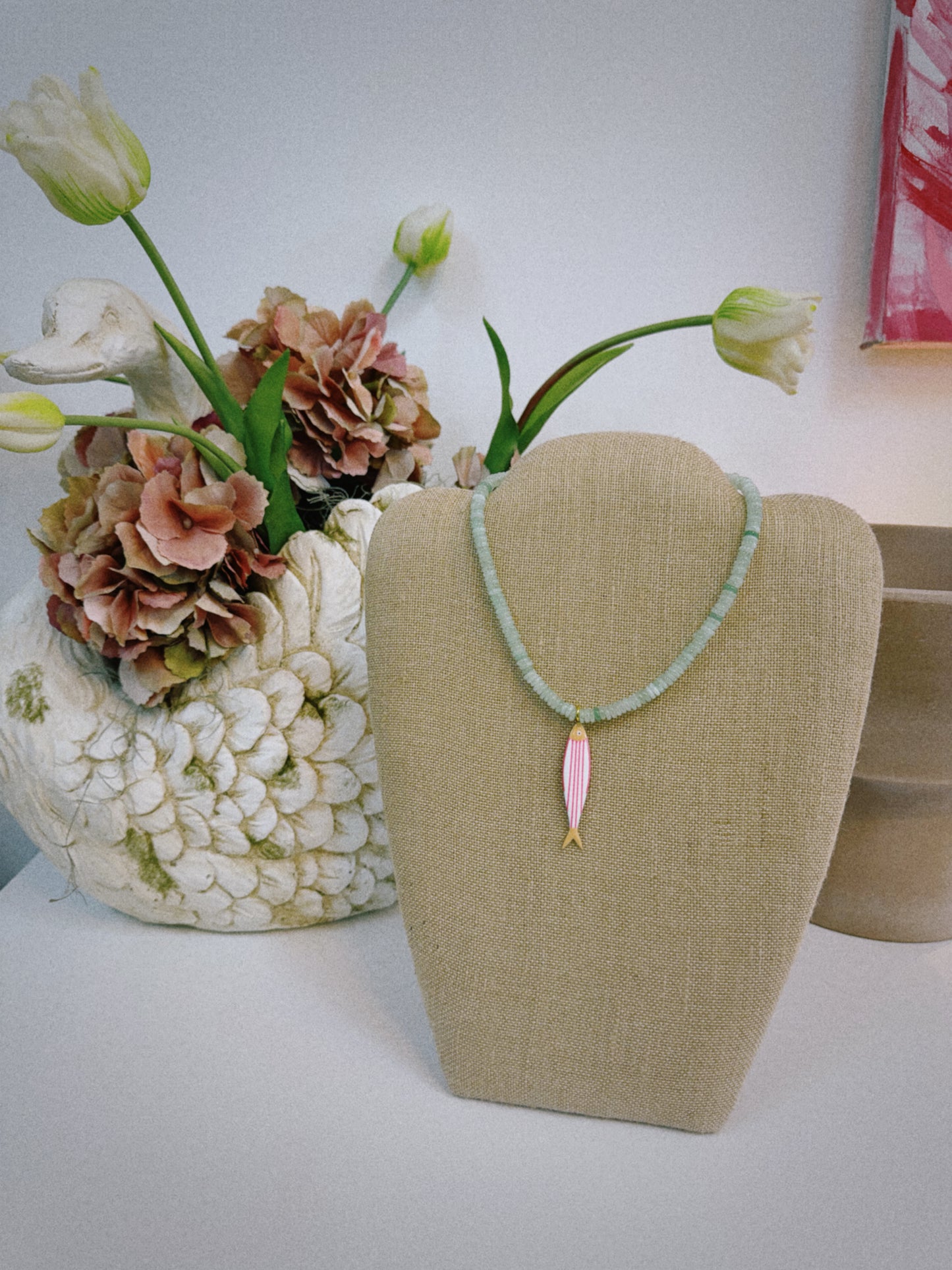 Pink Stripe Fish Necklace