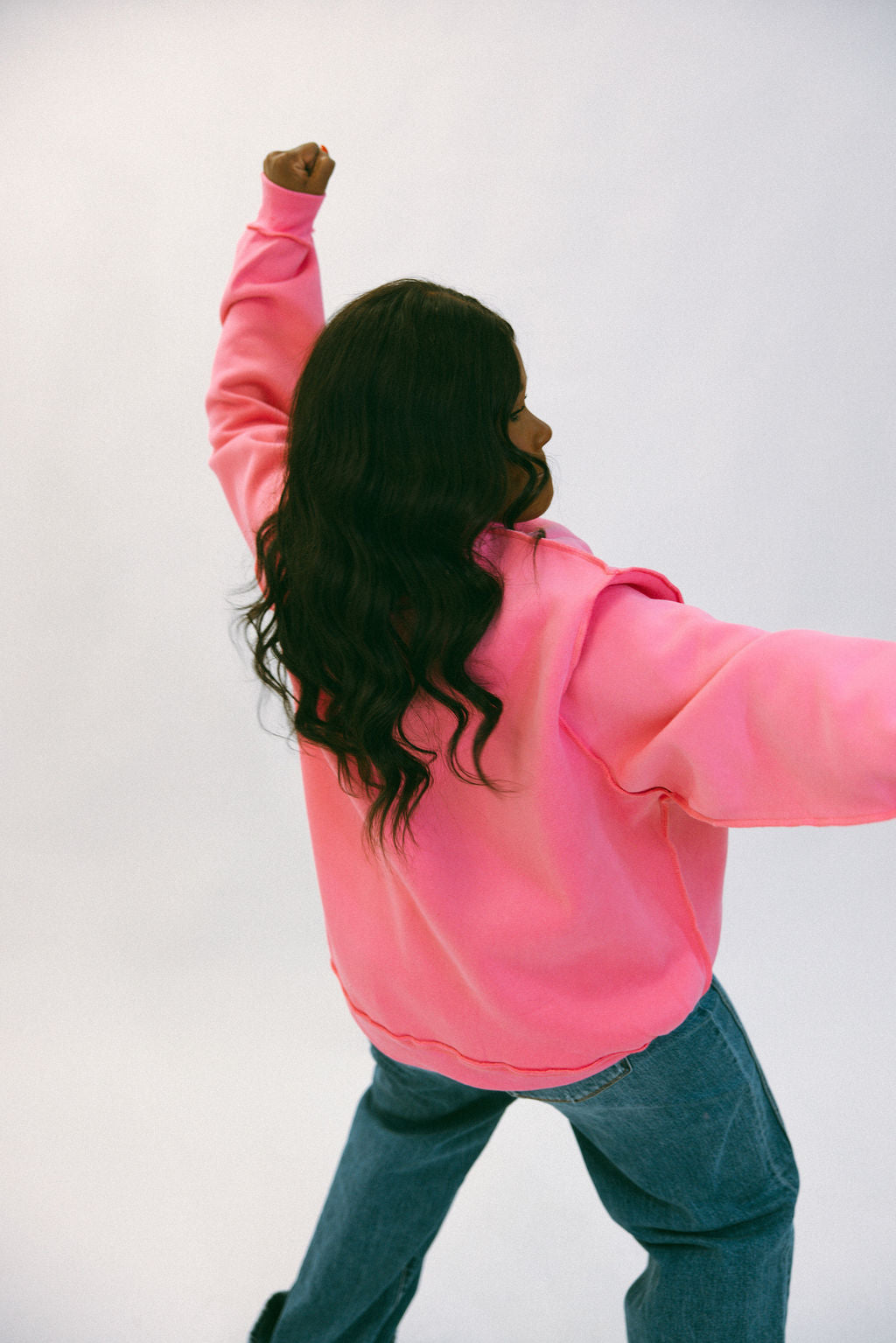 Reversible Mock Neck Sweatshirt - Hot Pink