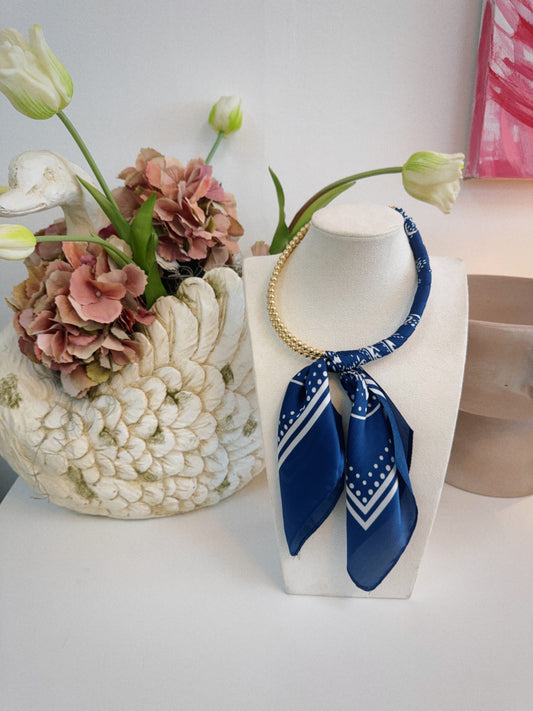 Scarfed & Styled Necklace - Navy