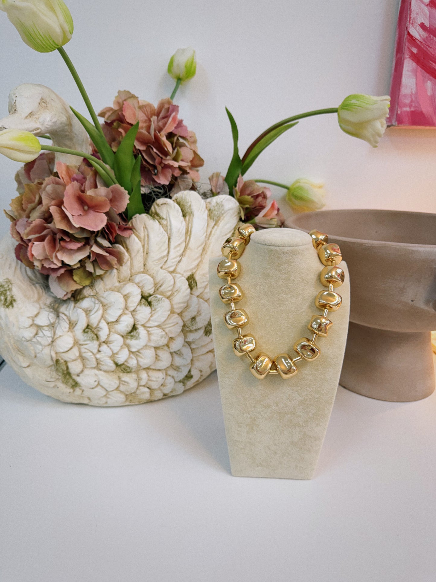 Chunky Beaded Gold Necklace
