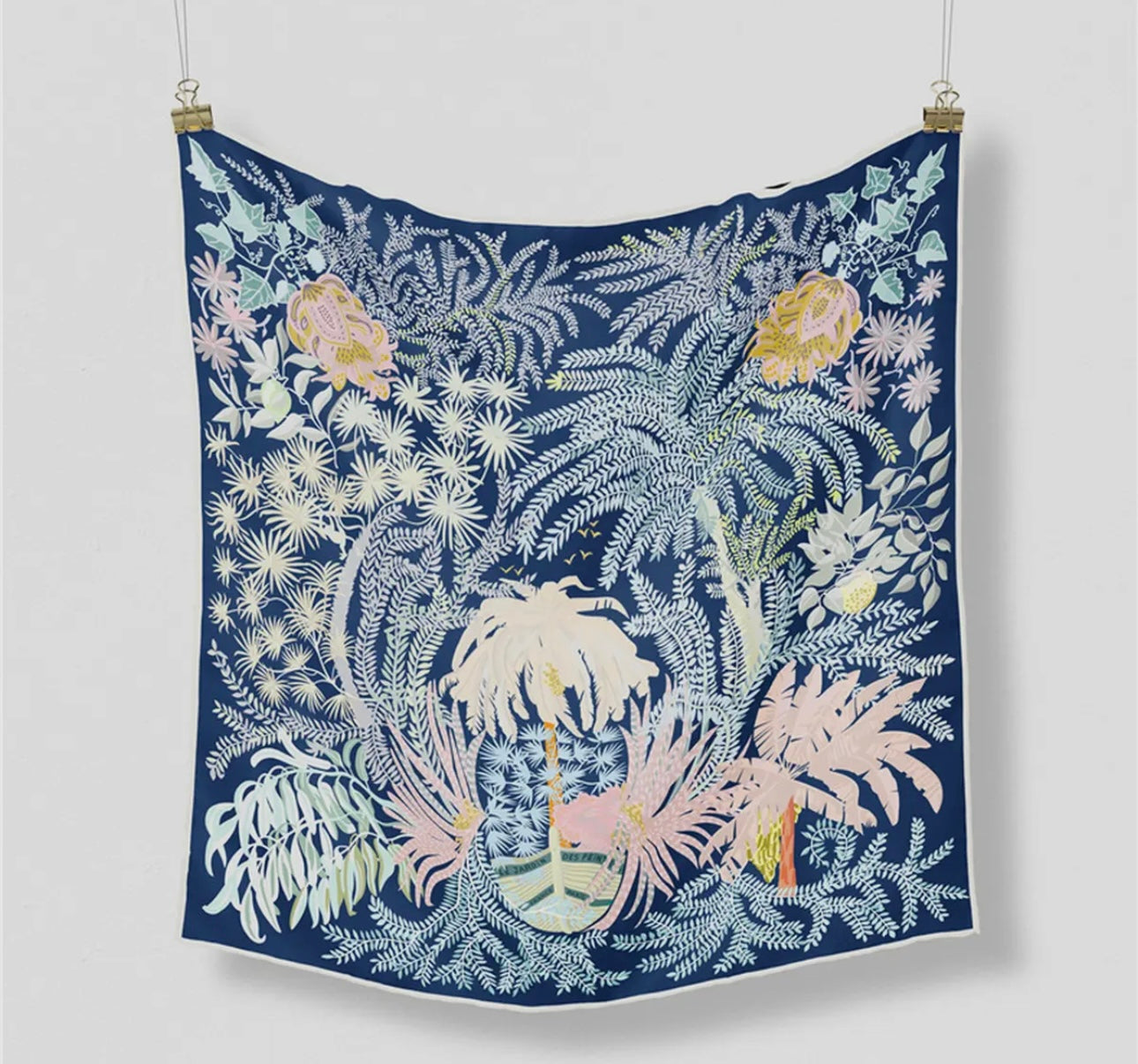 Silky Satin Square Scarf - Blue