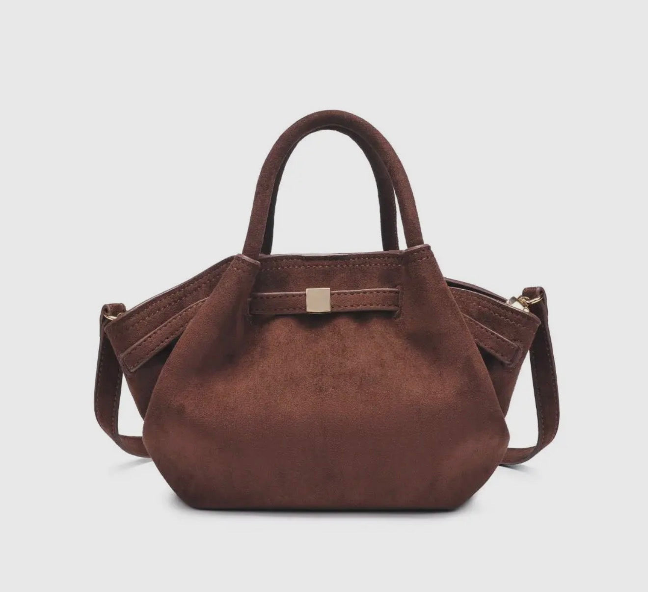 Selene Brown Faux Suede Purse