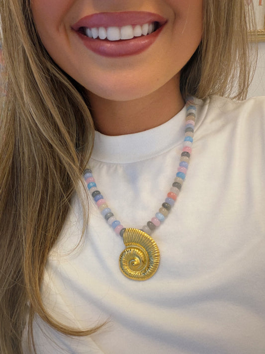 Beaded Seashell Necklace - Multi Color
