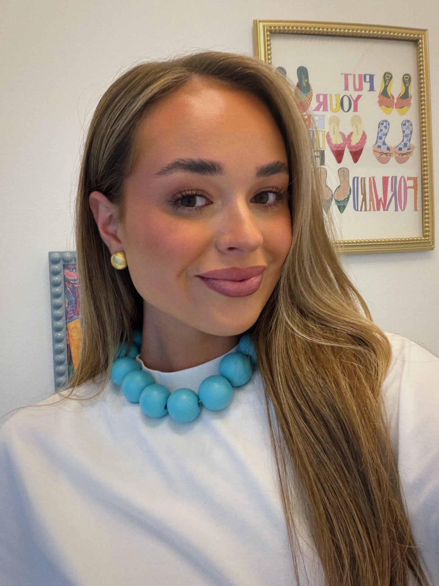 Matte Ball Necklace - Blue
