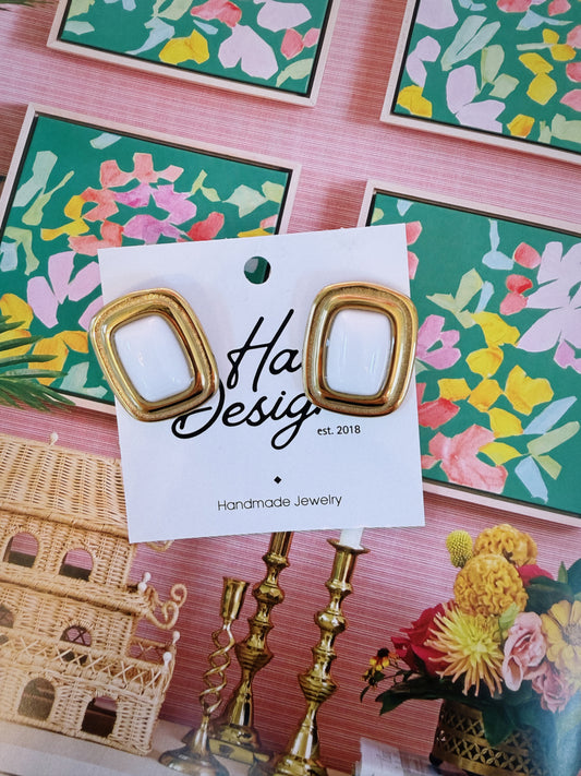 White & Gold Studs