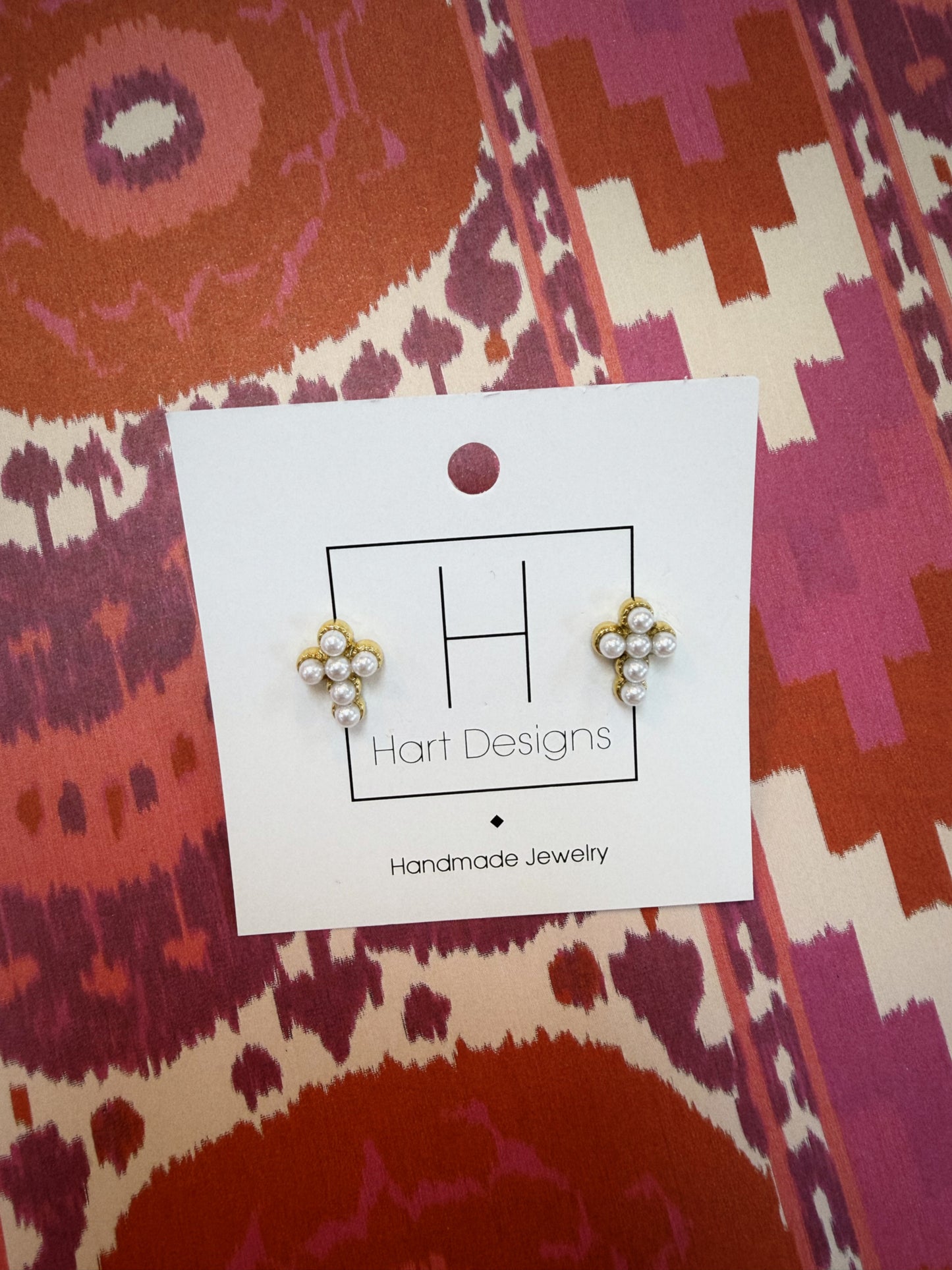 Pearl Cross Earrings