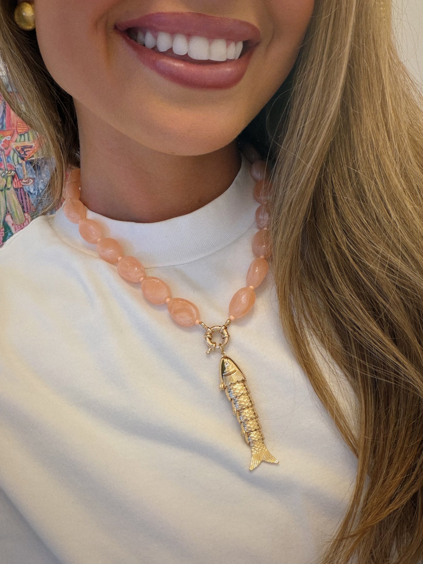 Lucky Catch Necklace - Peach