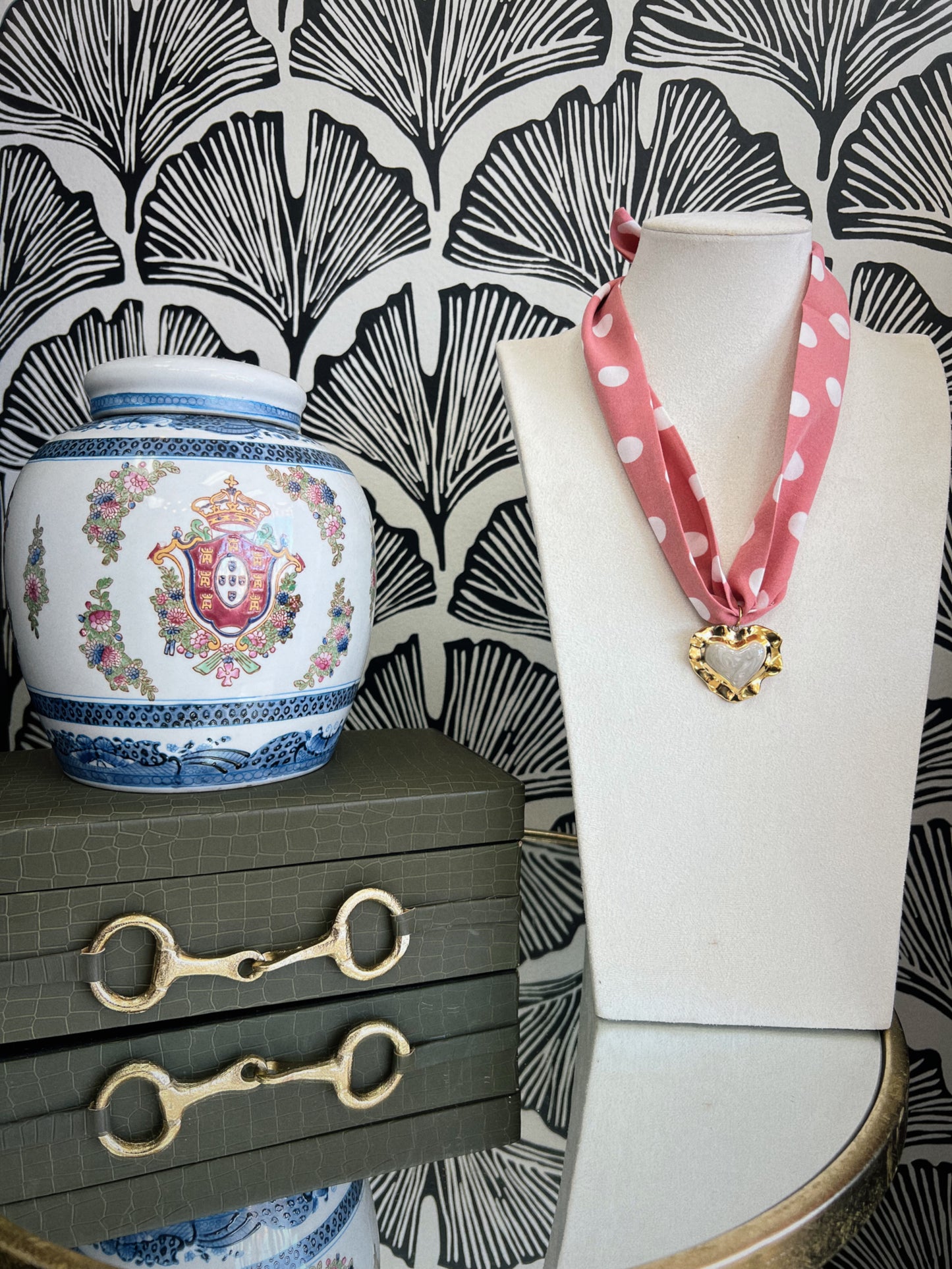 Pink Polka Dot Dreams Scarf Necklace